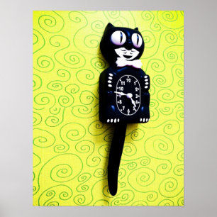 Affiche antique d'horloge de chat de kit