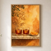 Affiche aquarelle Amaro Verres & Tranches d'Orange