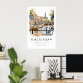 Affiche aquarelle Amsterdam Impression de voyage A (Bureau à domicile)