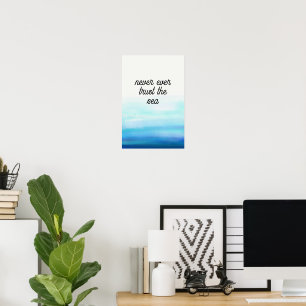Affiche aquarelle bleue vagues