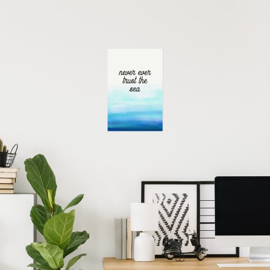 Affiche aquarelle bleue vagues (Bureau à domicile)