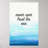 Affiche aquarelle bleue vagues (Devant)