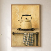 Affiche aquarelle Bouilloire émaillée sur la cuisi