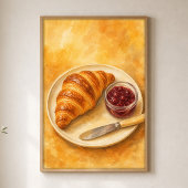 Affiche aquarelle Croissant avec Pot de Confiture