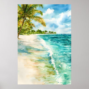 Affiche aquarelle d'Anguilla Aquarelle Vintage