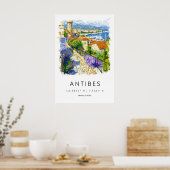 Affiche aquarelle d'Antibes Impression de voyage à (Cuisine)
