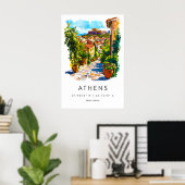 Affiche aquarelle d'Athènes Impression de voyage à (Bureau à domicile)