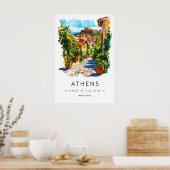 Affiche aquarelle d'Athènes Impression de voyage à (Cuisine)
