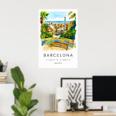 Affiche aquarelle de Barcelone Impression de voyag (Bureau à domicile)