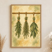 Affiche aquarelle de bouquets d'herbes suspendus