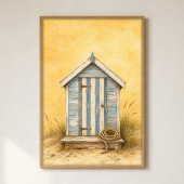 Affiche aquarelle de cabane de plage avec porte ra