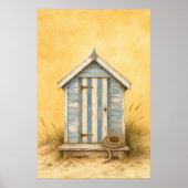 Affiche aquarelle de cabane de plage avec porte ra (Devant)
