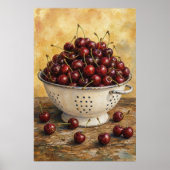 Affiche aquarelle de cerises dans un passoire (Devant)