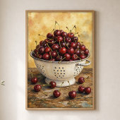 Affiche aquarelle de cerises dans un passoire