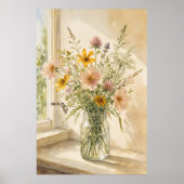Affiche aquarelle de fleurs sauvages dans un pot (Devant)