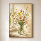 Affiche aquarelle de fleurs sauvages dans un pot