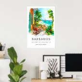 Affiche aquarelle de la Barbade Impression de voya (Bureau à domicile)