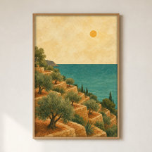 Affiche aquarelle de la terrasse du bosquet d'oliv