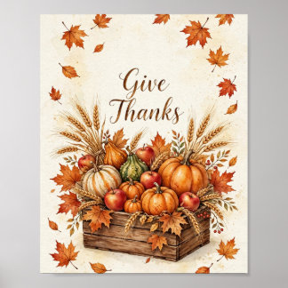 Affiche aquarelle de récolte d'automne remerciemen