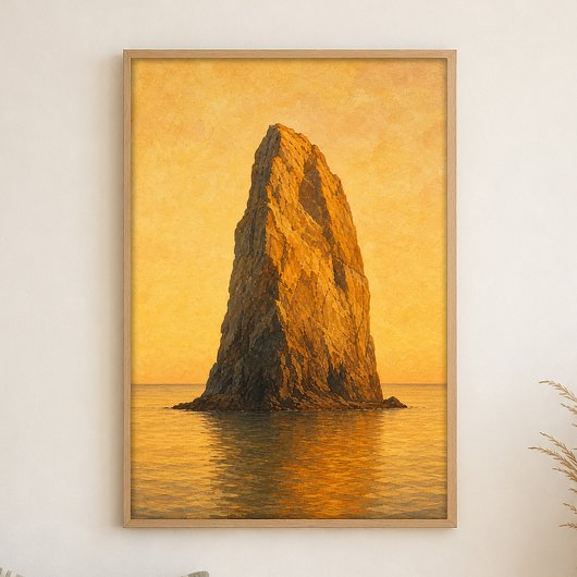 Affiche aquarelle de stack marin à l'heure dorée