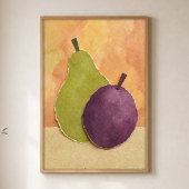 Affiche aquarelle découpes de poire et de prune
