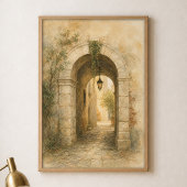Affiche aquarelle du passage de la voûte en pierre