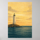 Affiche aquarelle du phare à première lumière (Devant)