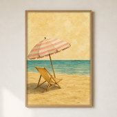 Affiche aquarelle parasol et chaise de plage