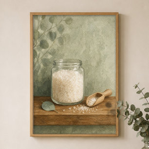 Affiche aquarelle Pot de sels de bain et cuillère