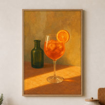 Affiche aquarelle Spritz à l'heure dorée