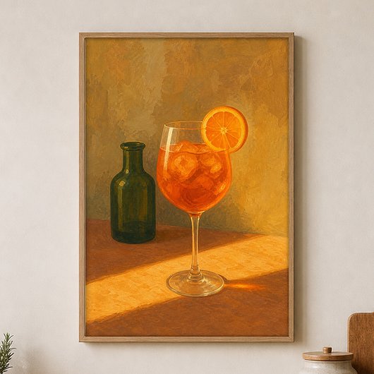 Affiche aquarelle Spritz à l'heure dorée