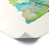 Affiche Arbre Aquarelle Et Etoiles Dorées (Coin)