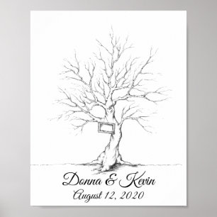 Affiche Arbre Empreinte Digitale Mariage Esquisse