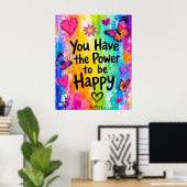 AFFICHE ARC-EN-CIEL ET PAPILLONS HEUREUX (Bureau à domicile)