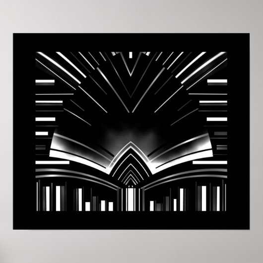 Affiche Art Abstrait Bande Argentée Courbée (Devant)