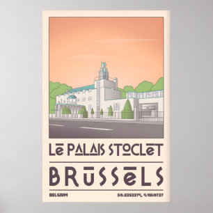 Affiche Art Déco Bruxelles, Paysage urbain géométr