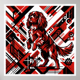 Affiche Art Déco Cavalier King Charles Spaniel   B