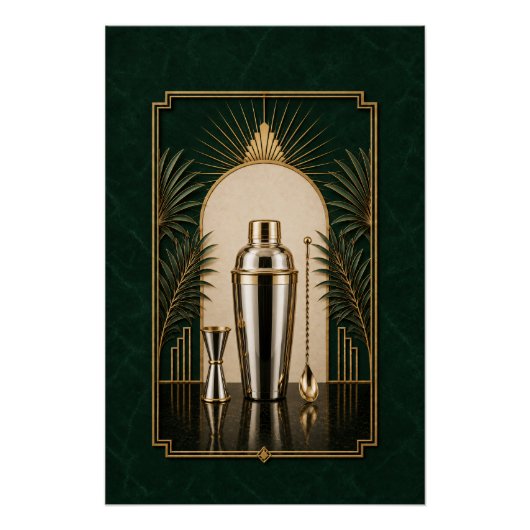 Affiche Art Déco Cocktail Shaker | Art de Bar (Devant)