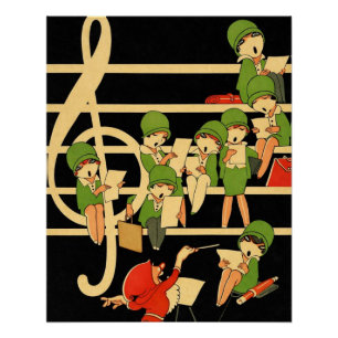 Affiche Art Déco des étudiants en musique – Flappe