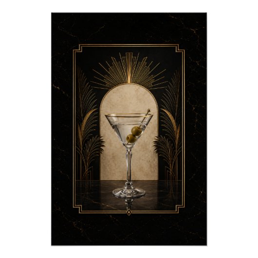 Affiche Art Déco Dirty Martini | Imprimable Bar à (Devant)