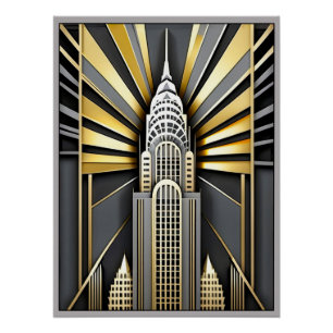 Affiche Art Déco du Chrysler Building.