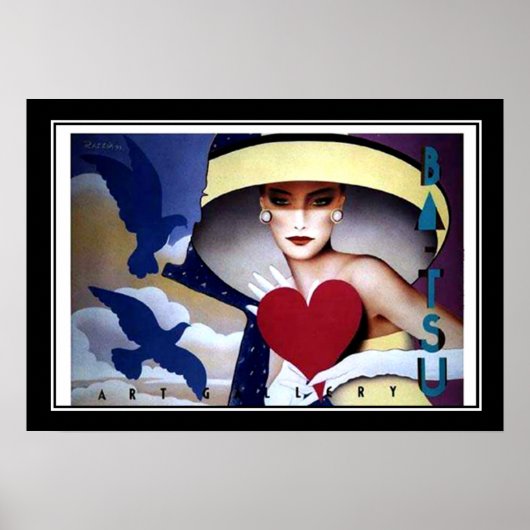 Affiche Art Déco Femme Cœur (Devant)