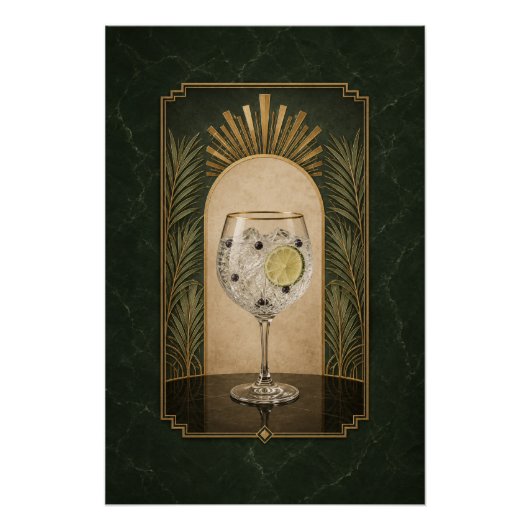 Affiche Art Déco Gin & Tonic | Art de Bar (Devant)