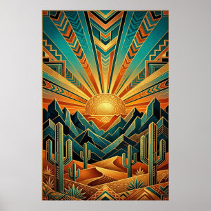 Affiche Art Déco Majestic Mesa - Désert Géométriqu