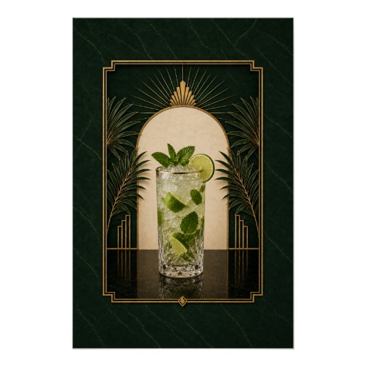 Affiche Art Déco Mojito | Décoration de bar (Devant)