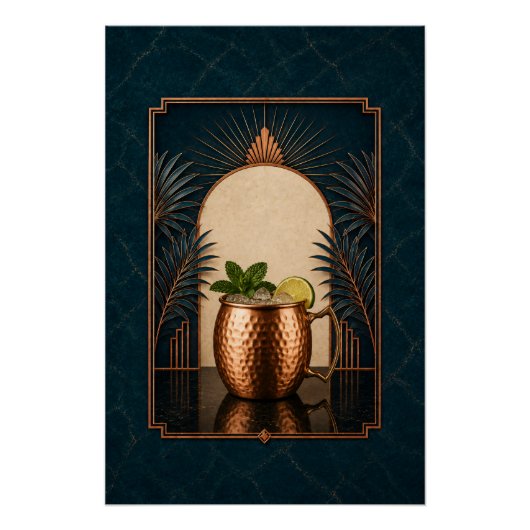 Affiche Art Déco Moscow Mule | Décoration de bar (Devant)