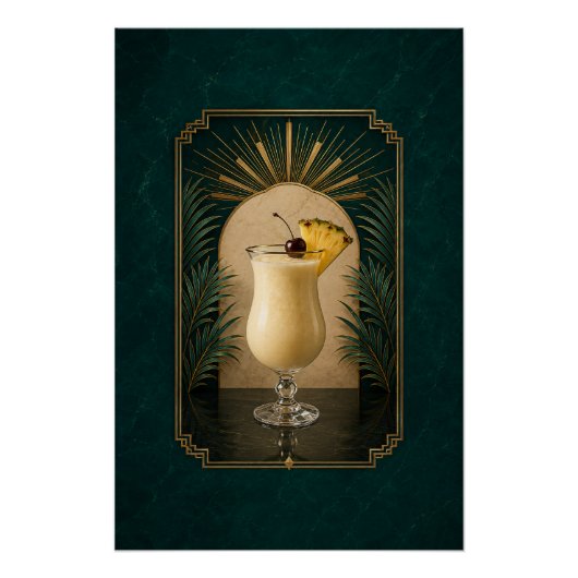 Affiche Art Déco Piña Colada | Décoration de bar (Devant)