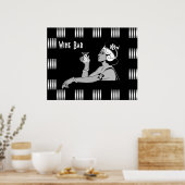 Affiche Art Déco Rayure Noir Blanc Vin Vintage (Cuisine)