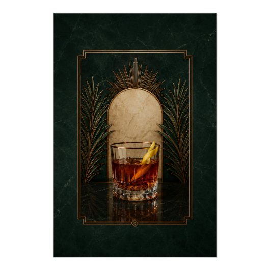 Affiche Art Déco Sazerac | Décoration de bar (Devant)