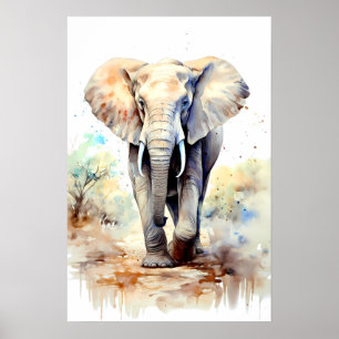 Affiche Art Eléphant Afrique Décor Mur